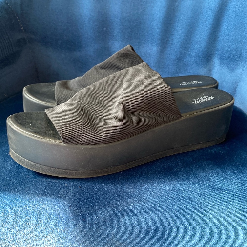 Mossimo 90s Y2K Style Chunky Platform Slinky Slip On Sandals Black Size 9.5